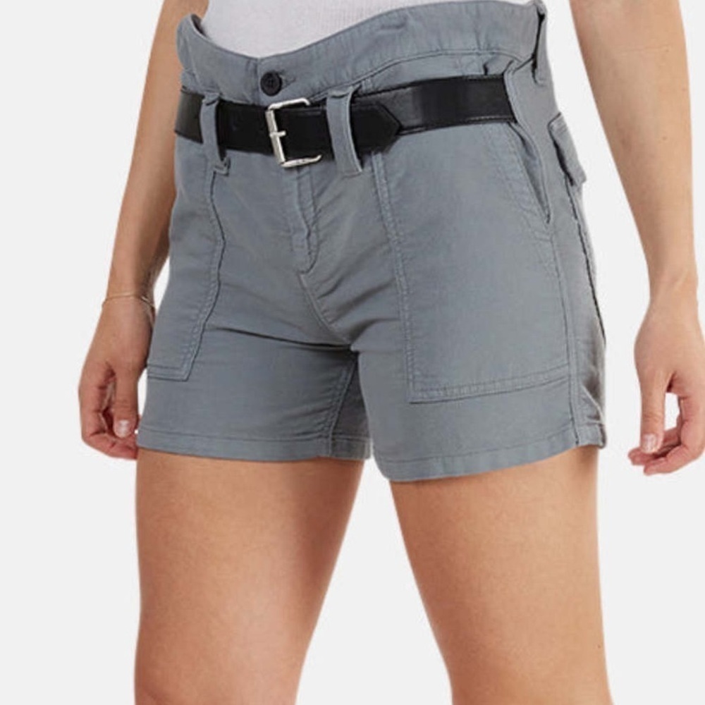 RtA Gray High-Waisted Cotton Shorts with Belt | Size S | Made in USA